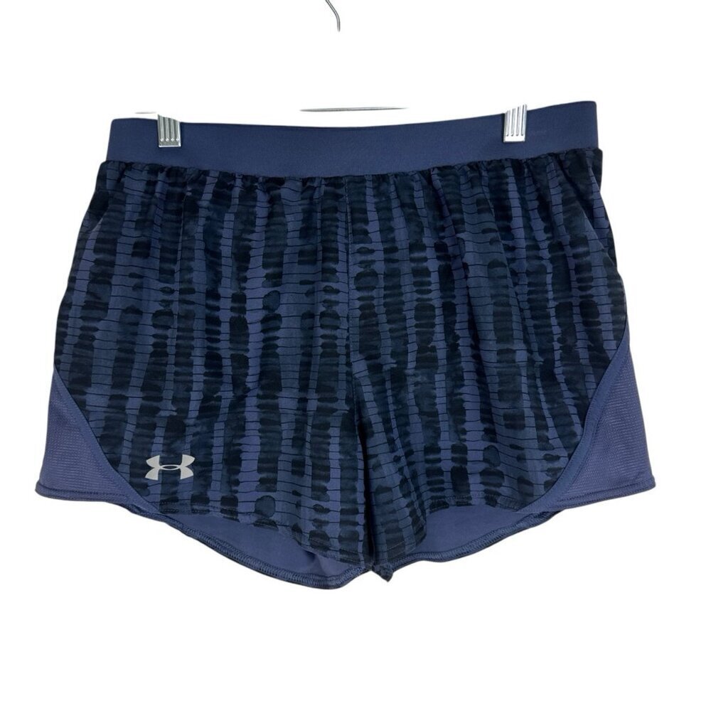 Under Armour Women's M Activewear Running Shorts Blue Black Lined Inseam 3.5'
